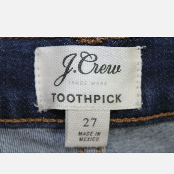 J Crew Toothpick Skinny Denim Jeans Pants Ankle Blue Women's Size 27. - Picture 5 of 6